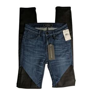 Brockenbow Emma Artemis Bicolor Skinny Jeans 24 Two Tone Denim Mid Rise New